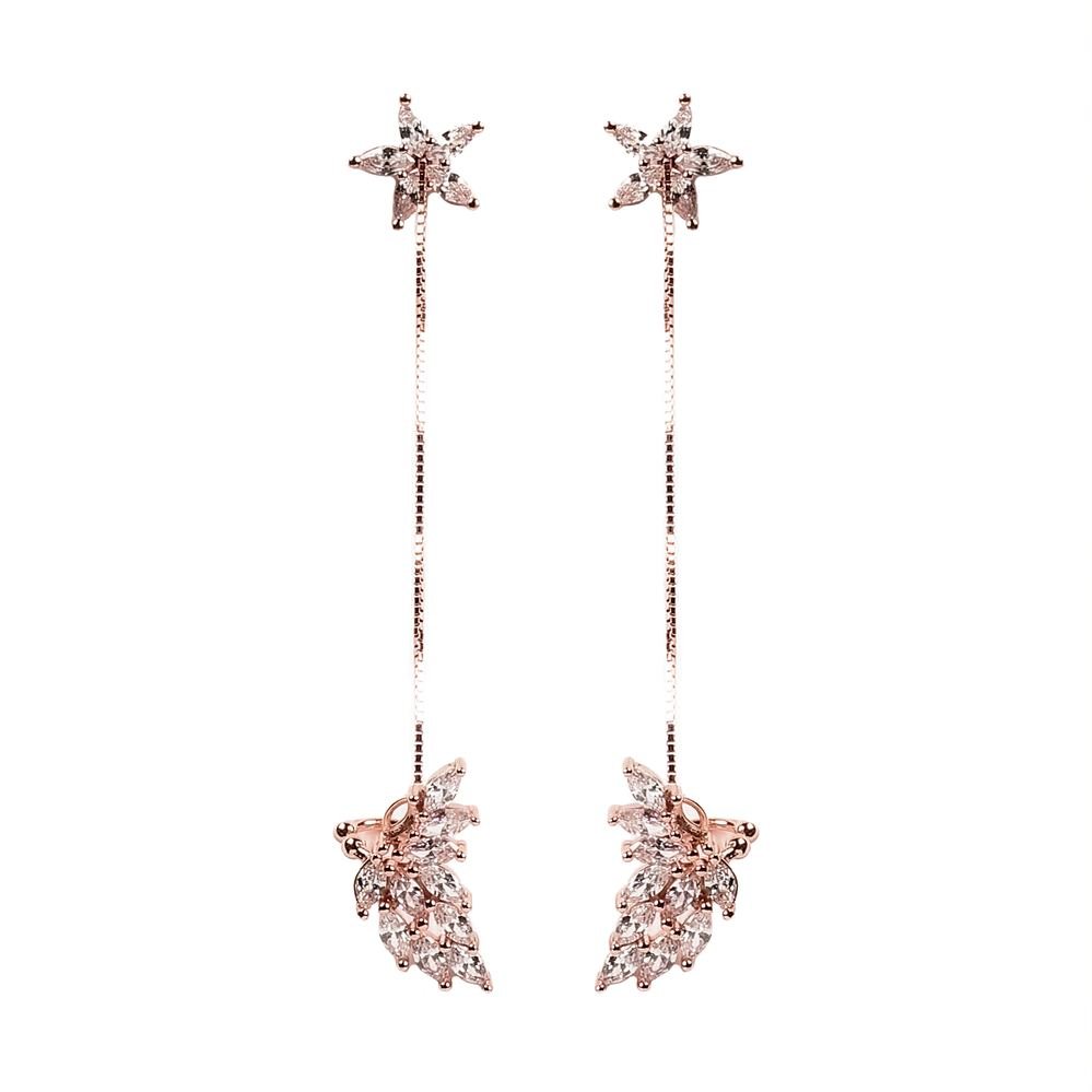 Rose Gold Star Chain Ear Cuff Earrings photo 3
