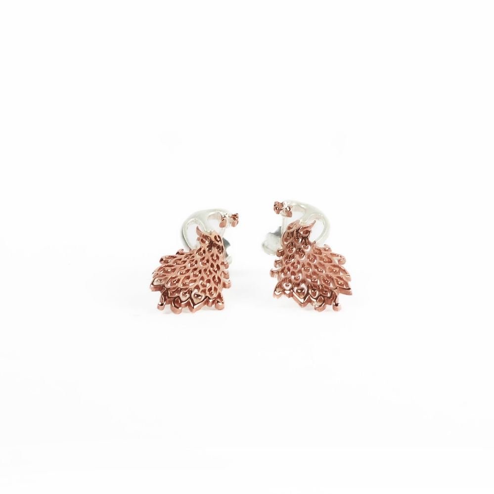 Rose Gold Peacock Feather Earrings photo 4