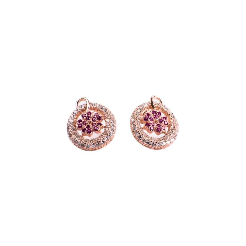 Rose Gold Zircon Halo Stud Earrings photo 3