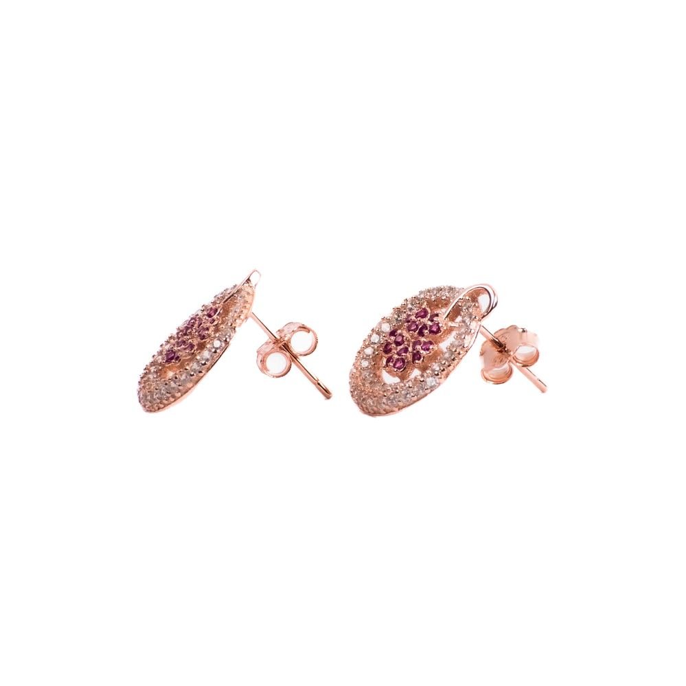 Rose Gold Zircon Halo Stud Earrings photo 4