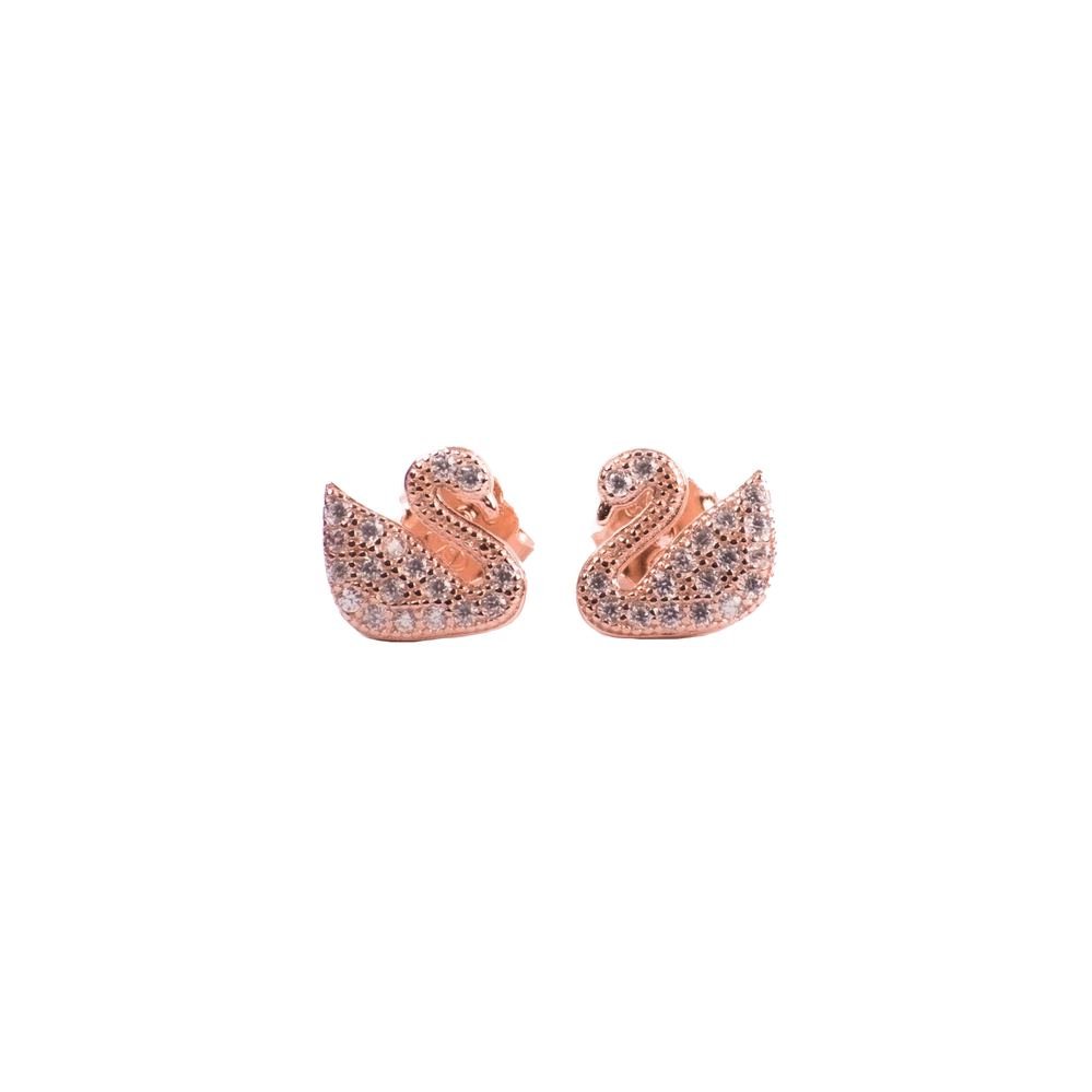 Rose Gold Zircon Swan Stud Earrings photo 3