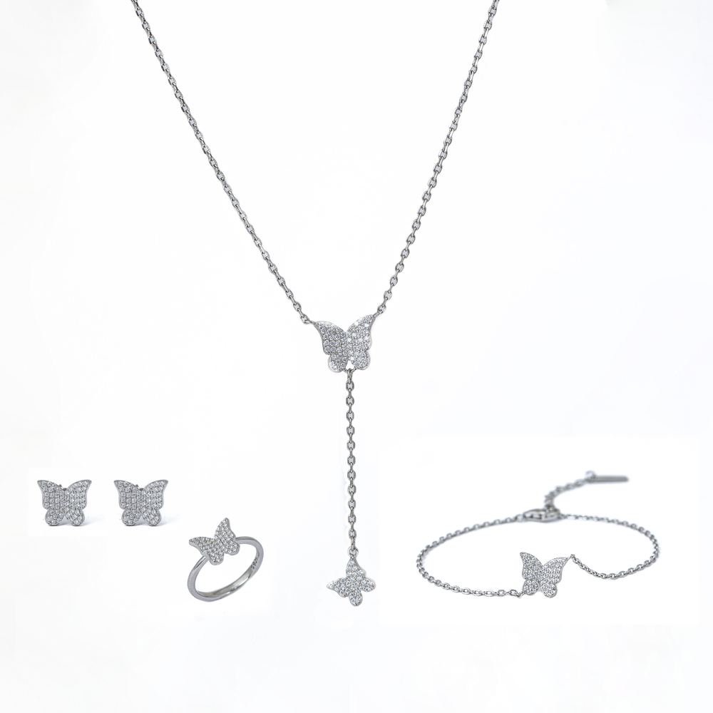 Silver Zircon Butterfly Set photo 4