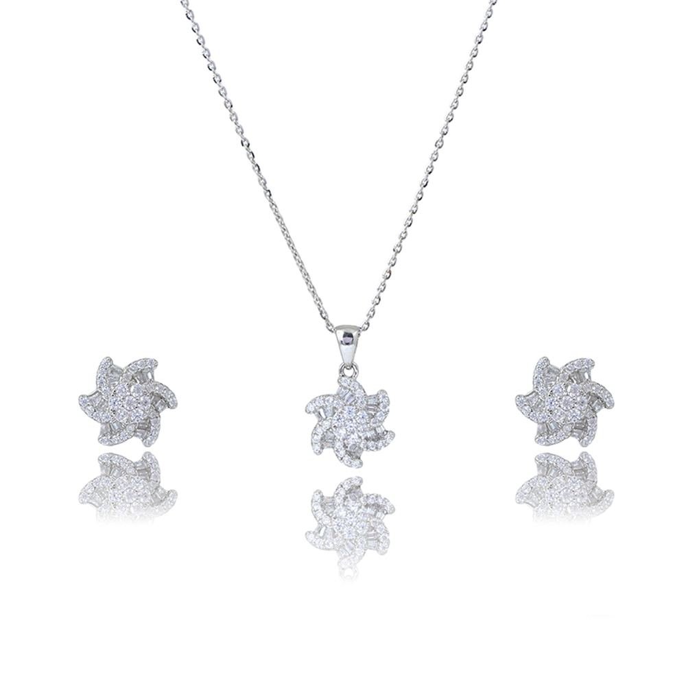 Silver Zircon Floral Set photo 4