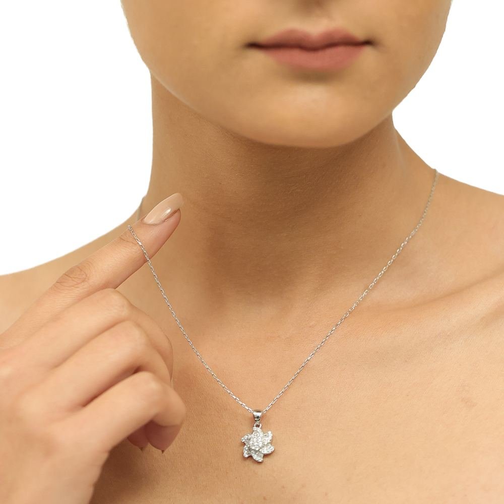 Silver Zircon Floral Set photo 3