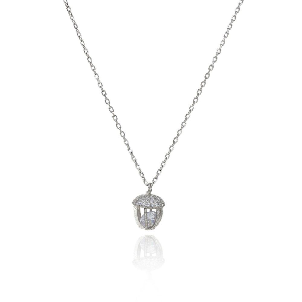 Silver Zircon Acorn Pendant photo 3