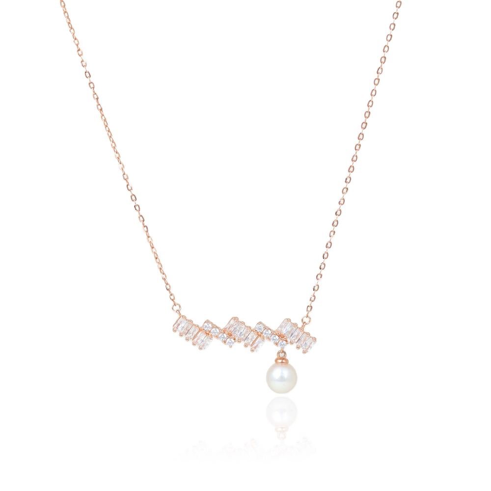 Rose Gold Zircon Pearl Necklace photo 4