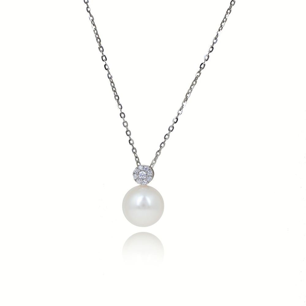 Silver Minimal Pearl Pendant photo 3