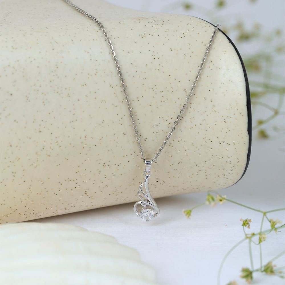 Silver Zircon Drop Pendant photo 2