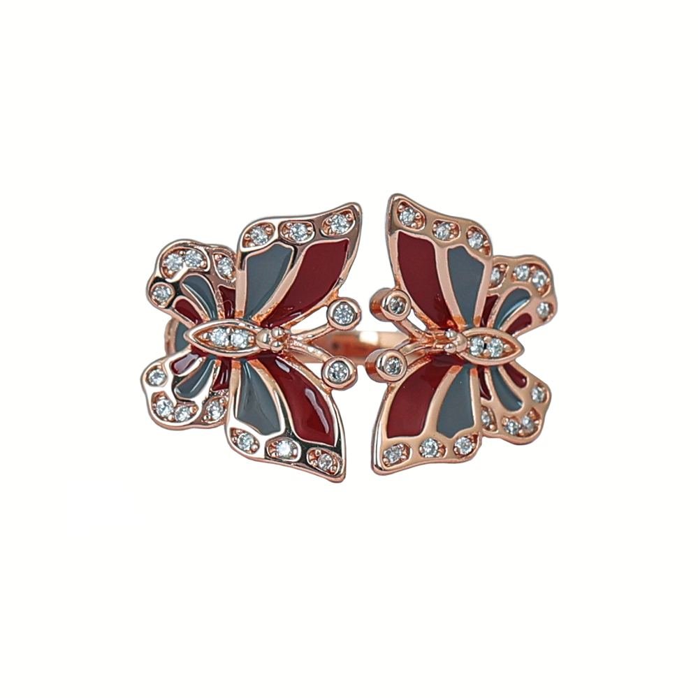 Rose Gold Multicoloured Butterfly Ring photo 3