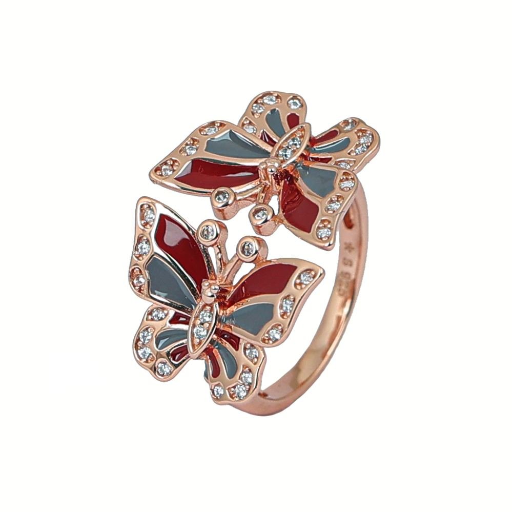 Rose Gold Multicoloured Butterfly Ring photo 2