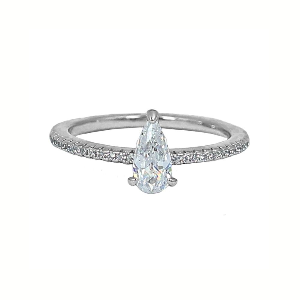 Silver Solitaire Pear Shaped Ring photo 4