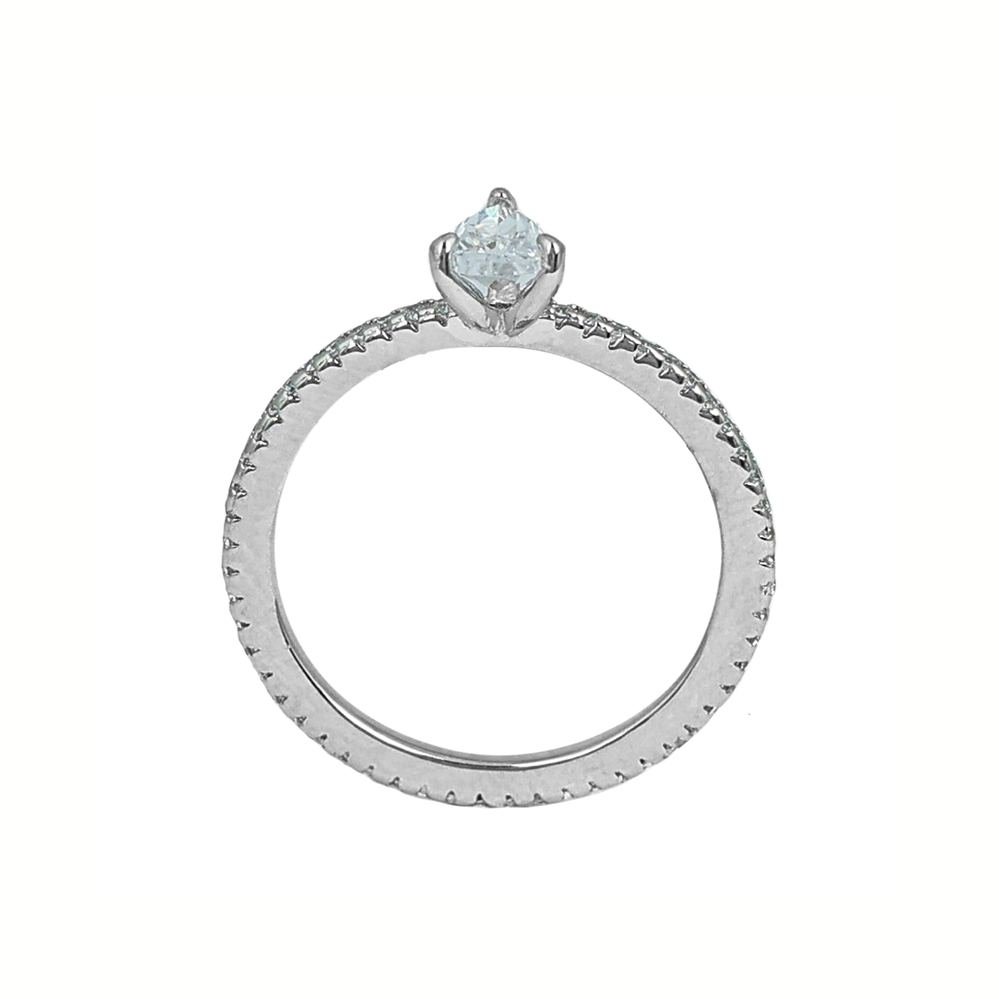 Silver Solitaire Pear Shaped Ring photo 3