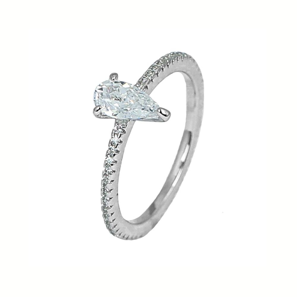 Silver Solitaire Pear Shaped Ring photo 2