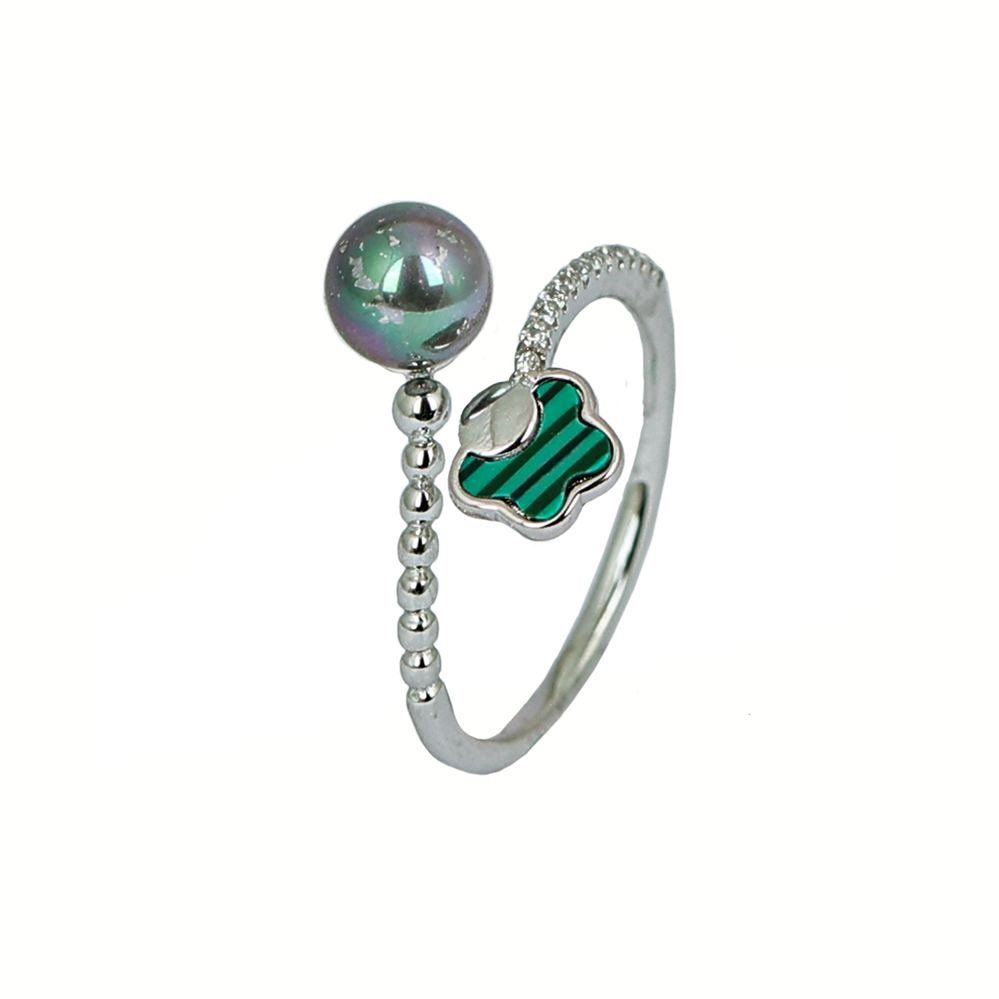 Silver Emerald Green Ring photo 3