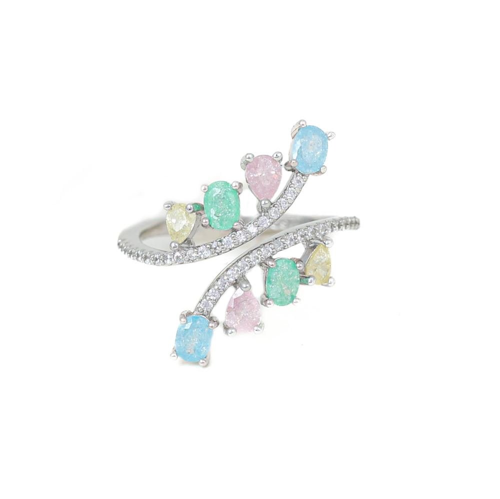 Silver Pastel Color Zircon Ring photo 2